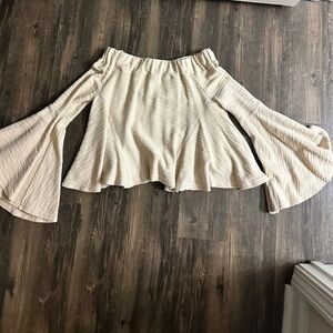 Moon River Cream Off The Shoulder Flared Sleeve Top